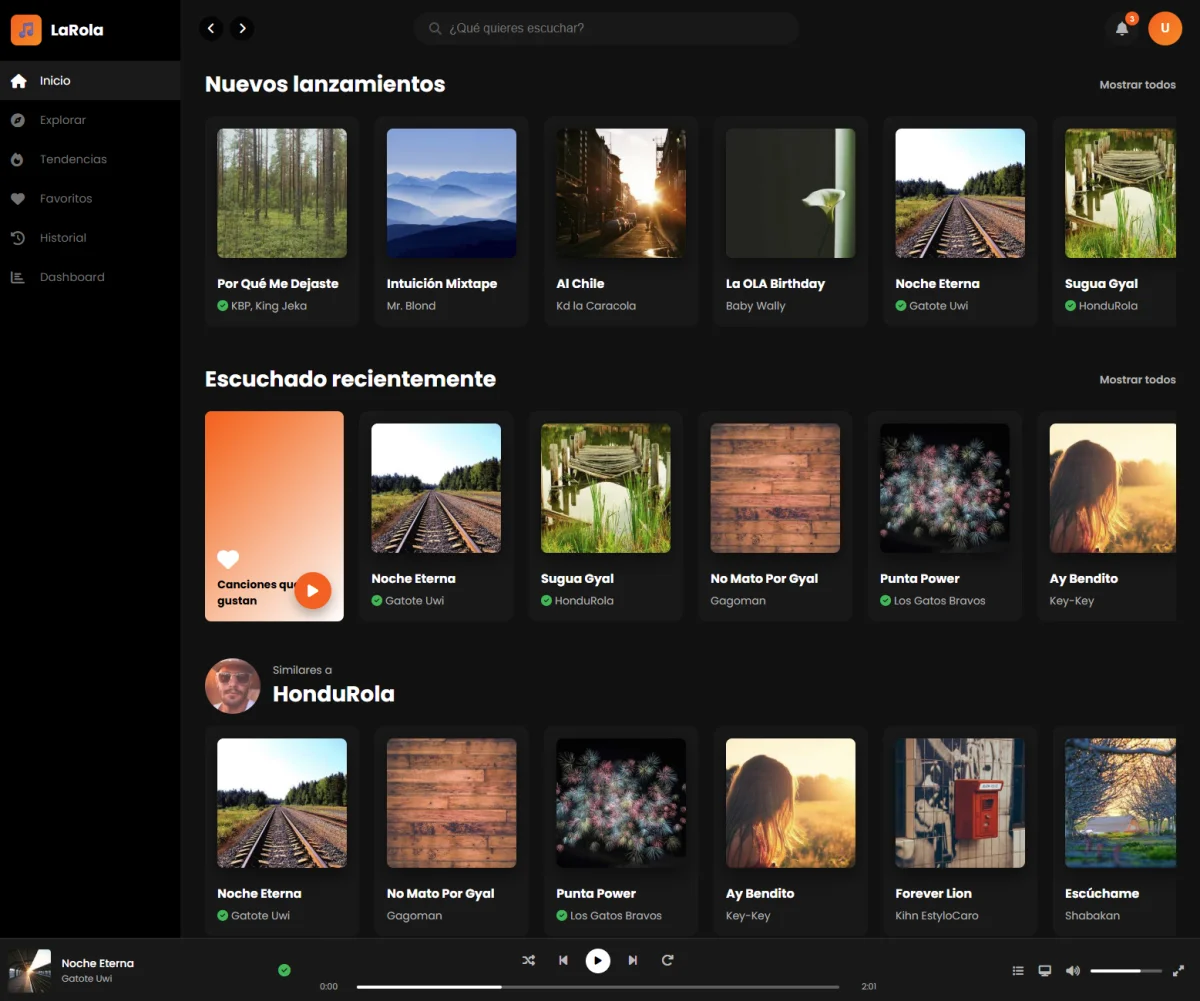 LaRola - Plataforma de Streaming Musical