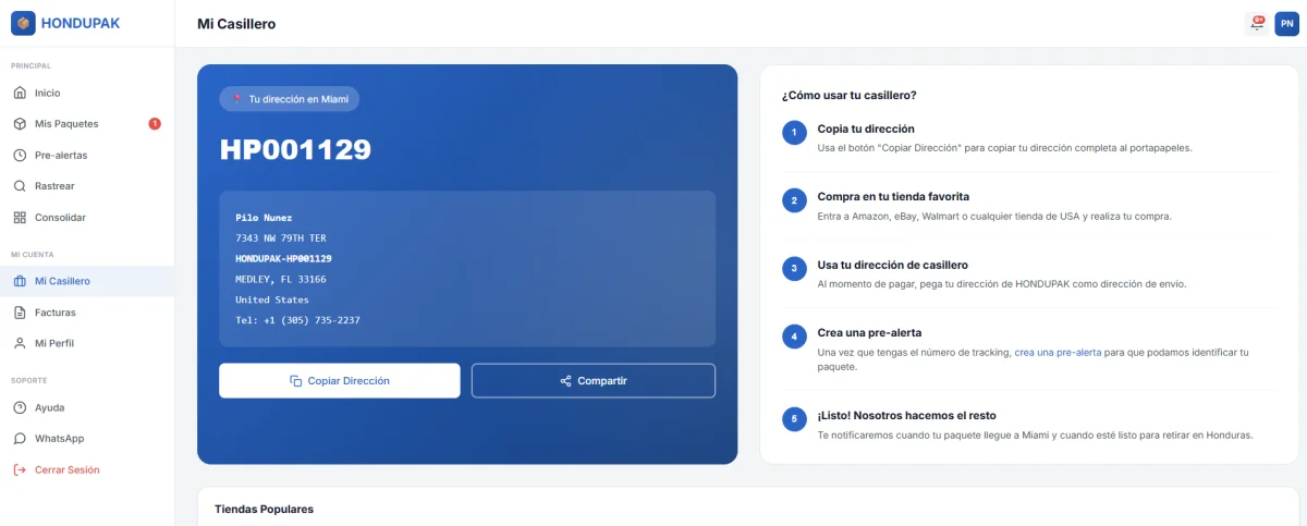 HonduPak - Sistema de Casilleros y Courier